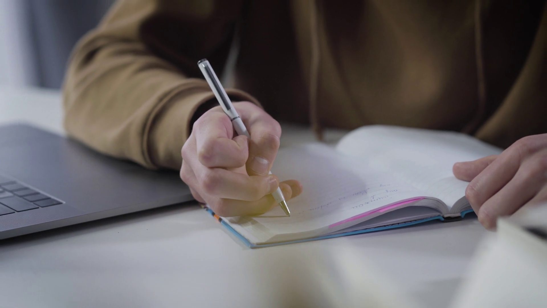 Close up of student studying